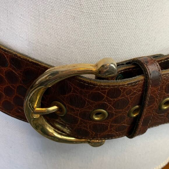 Jill Stuart Gold Medallion Studded Wide Statement Belt Brown - Picture 7 of 14